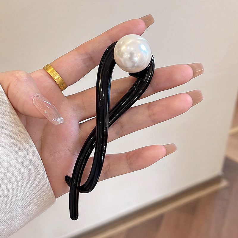 Twisted Design Twist Hair Clip With Acrylic Beads  Imitation Pearls For Women 10