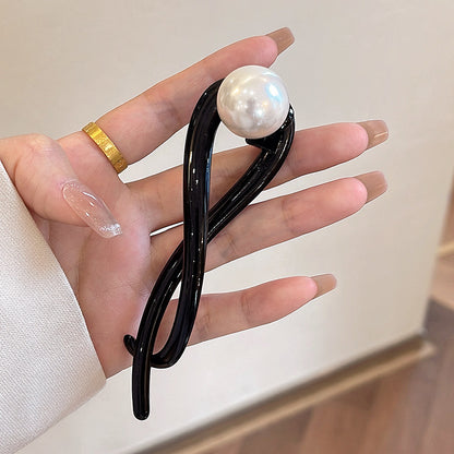 Twisted Design Twist Hair Clip With Acrylic Beads  Imitation Pearls For Women 10