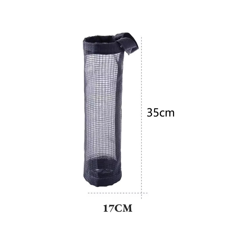 Grey Mesh Bag Dispenser Wall Mount Storage Pouch For Plastic BagsTrash Bags  Sundries  SpaceSaving  5
