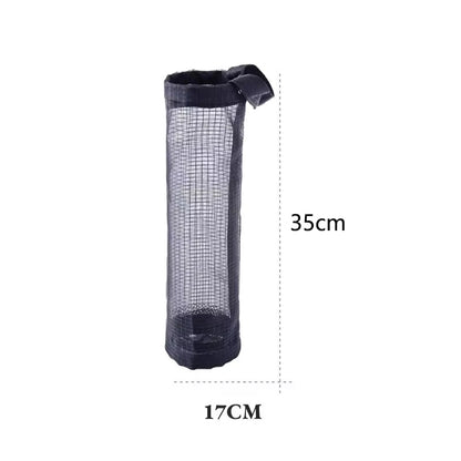 Grey Mesh Bag Dispenser Wall Mount Storage Pouch For Plastic BagsTrash Bags  Sundries  SpaceSaving  5