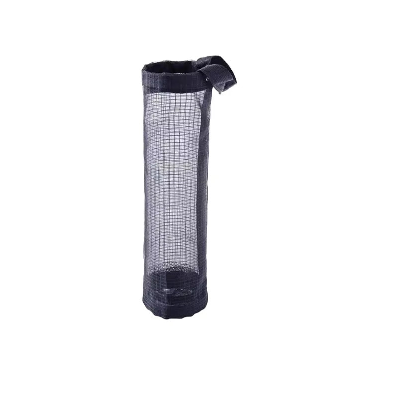 Grey Mesh Bag Dispenser Wall Mount Storage Pouch For Plastic BagsTrash Bags  Sundries  SpaceSaving  7