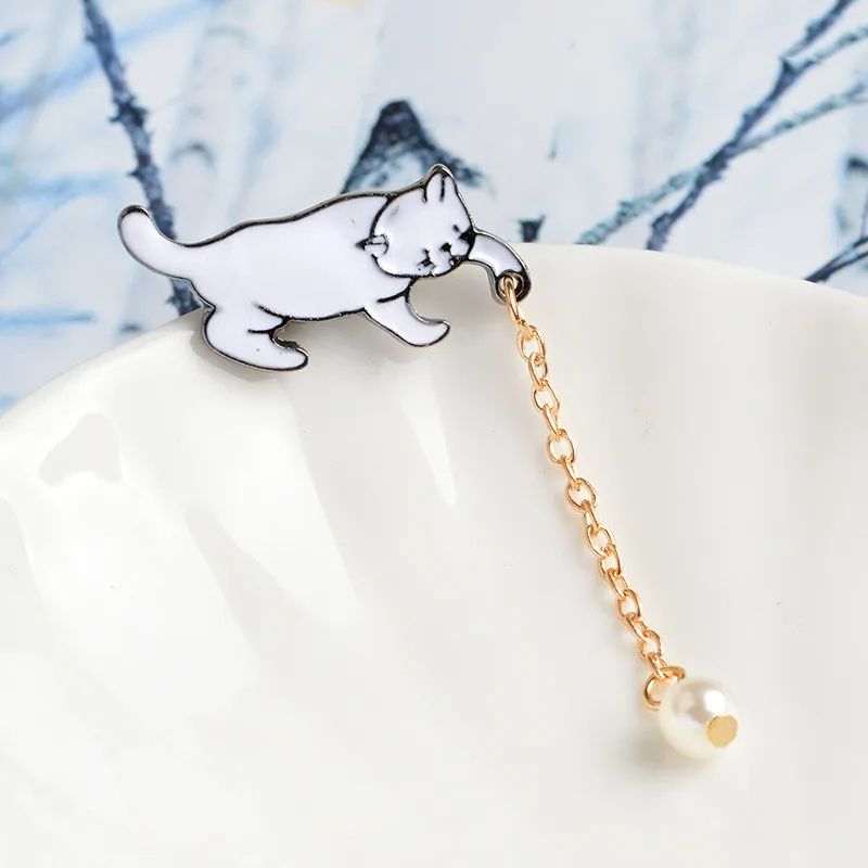 Cartoon Sweet Small Cat Enamel Pins Brooch For Women Girls Cute Kitten Metal Badge For Backpack Col 4