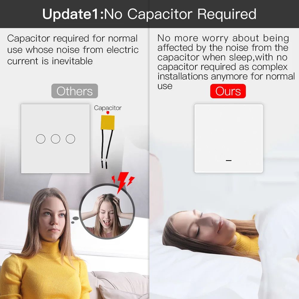 Smart Light Switch Tuya No Neutral Wire Required 23Way MultiControl Compatible With Smart Life App  1