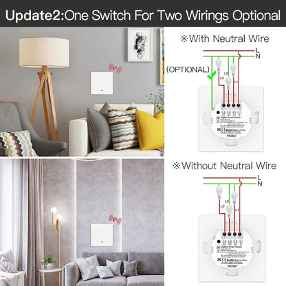 Smart Light Switch Tuya No Neutral Wire Required 23Way MultiControl Compatible With Smart Life App  2