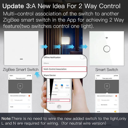 Smart Light Switch Tuya No Neutral Wire Required 23Way MultiControl Compatible With Smart Life App  3