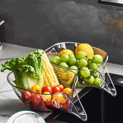 Multi Functional Sink Strainer Basket, Space Saving Drain Colander for Fruits, Veggies & Pasta Fits Most Kitchen Sink
