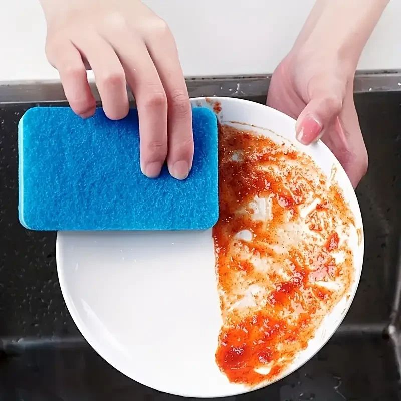 5Pcs Dishwashing Sponge Wood Pulp Cotton Color Magic Cleaning Sponge Set For Rust Removal Pot Brush 2