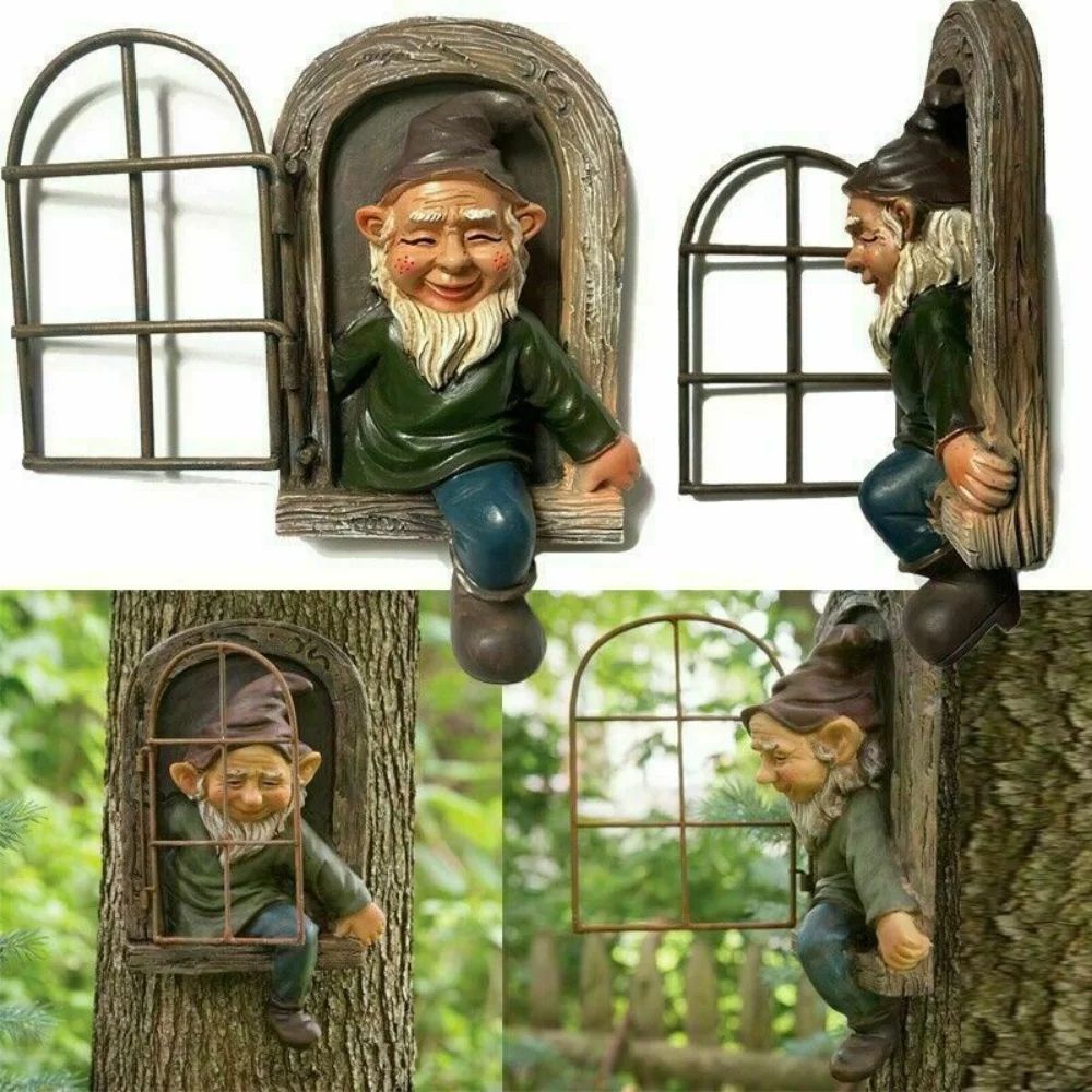 Creative Garden Elf Tree Hug Statue Enchanting Resin Decoration For Outdoor Spaces Courtyard Porch  5