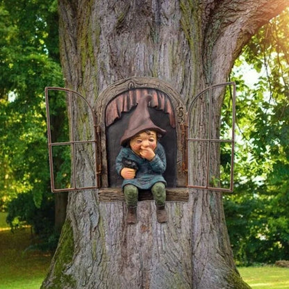 Creative Garden Elf Tree Hug Statue Enchanting Resin Decoration For Outdoor Spaces Courtyard Porch  6