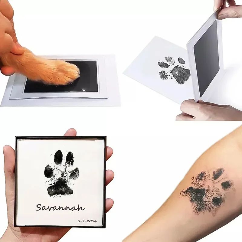 Cat Dog Paw Print Ink Kit Pad, Safe Non-Toxic Inkless DIY Pet Souvenir for Clean & Clear Paw Prints