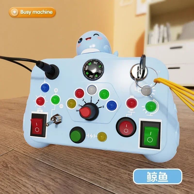 Montessori Busy Board Sensory Toys With LED Light Switch Control Travel Activity Children Game For  9