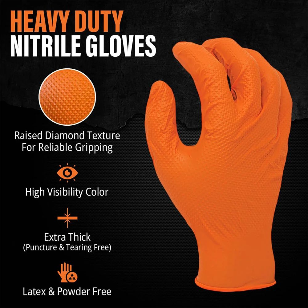 Heavy Duty Nitrile Gloves 8Mil Extra Thick Disposable Work Gloves For Mechanic Home Garden With Tex