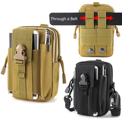 Men Small Waist Bag, Multifunctional Waterproof Nylon Phone Pouch for Outdoor Hunting & Casual Use
