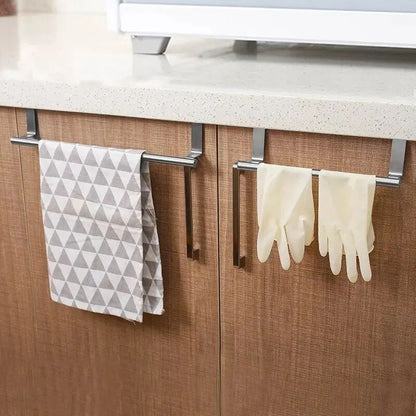 Stainless Steel Towel Rack Over Door Towel Bar Hanging Holder Bathroom  Kitchen Cabinet Rag Rack Fo 2