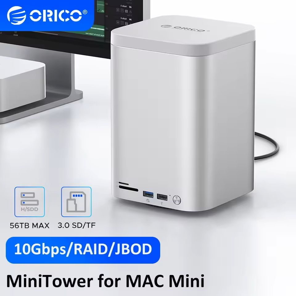Mini Tower Dock with RAID SSD Case USB 32 Hub 10Gbps Speed