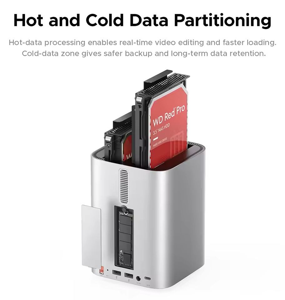 Mini Tower Dock With RAID SSD Case USB 32 Hub 10Gbps Speed 4