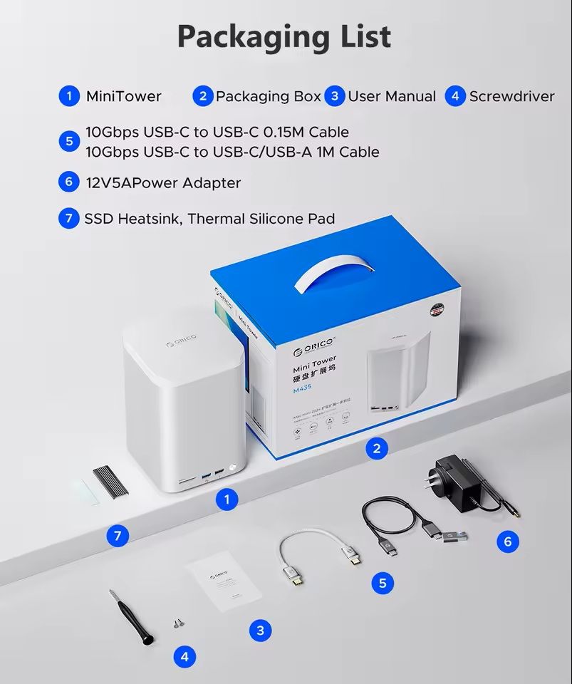 Mini Tower Dock With RAID SSD Case USB 32 Hub 10Gbps Speed 6