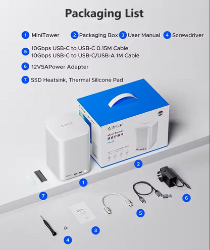 Mini Tower Dock With RAID SSD Case USB 32 Hub 10Gbps Speed 6
