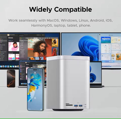 Mini Tower Dock With RAID SSD Case USB 32 Hub 10Gbps Speed 8