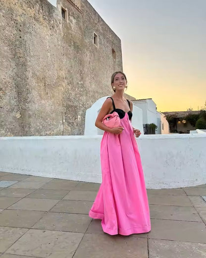 Womens Backless Lace Up Maxi Dress With Spaghetti Straps 2