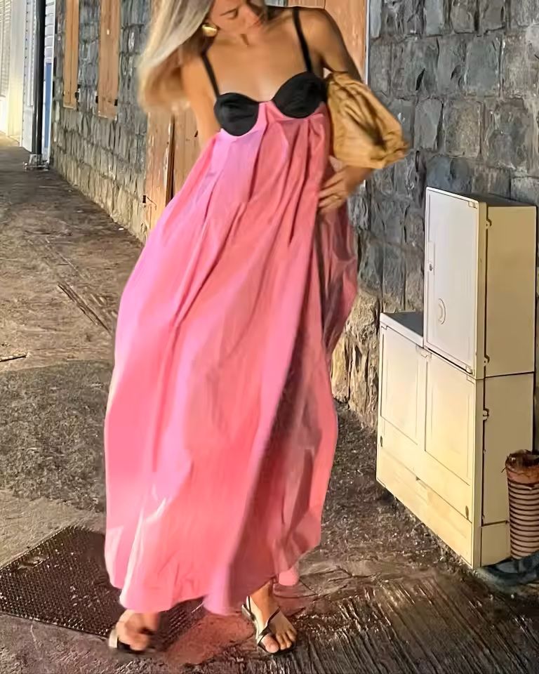 Womens Backless Lace Up Maxi Dress With Spaghetti Straps 4