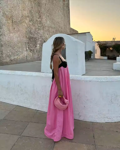 Womens Backless Lace Up Maxi Dress With Spaghetti Straps 5