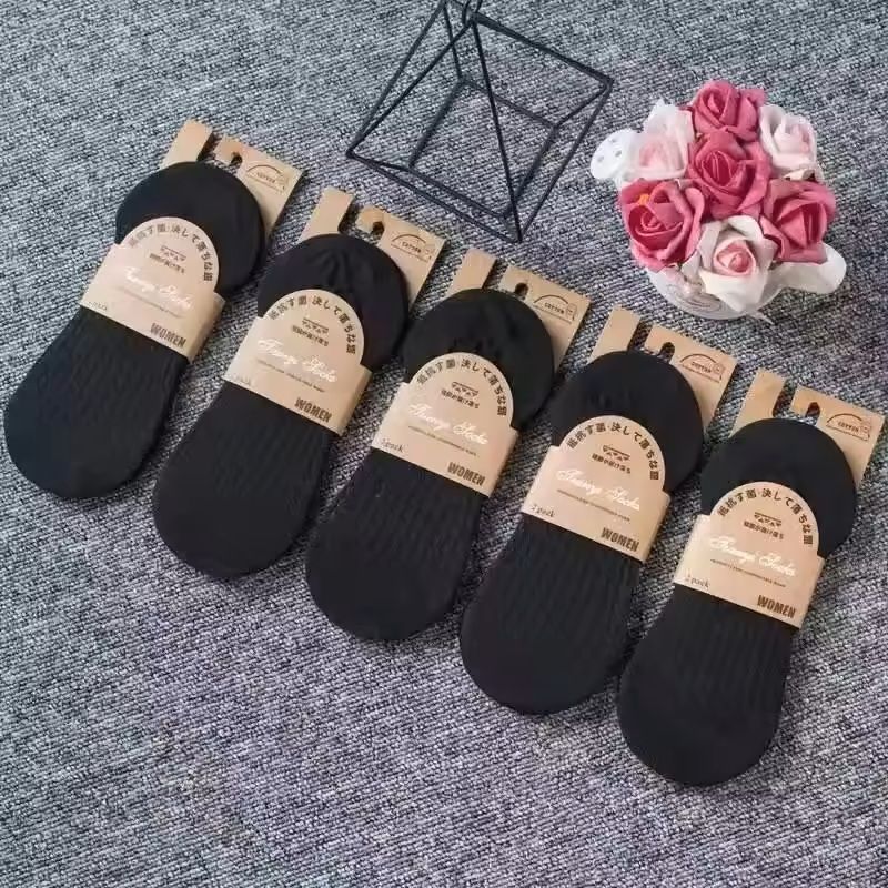 Womens Invisible Boat Socks 5 Pair Set With Silicone Heel Grip 7