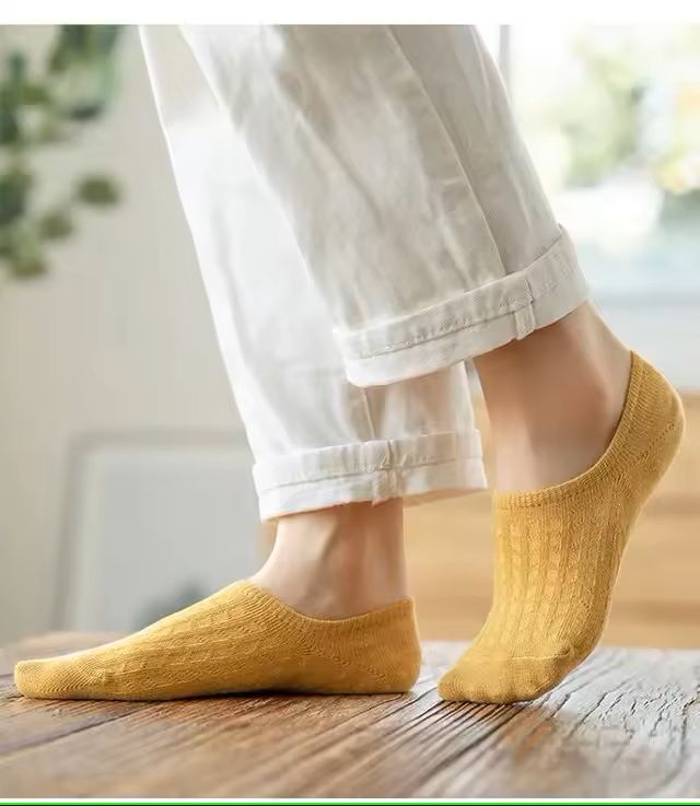 Womens Invisible Boat Socks 5 Pair Set With Silicone Heel Grip 8