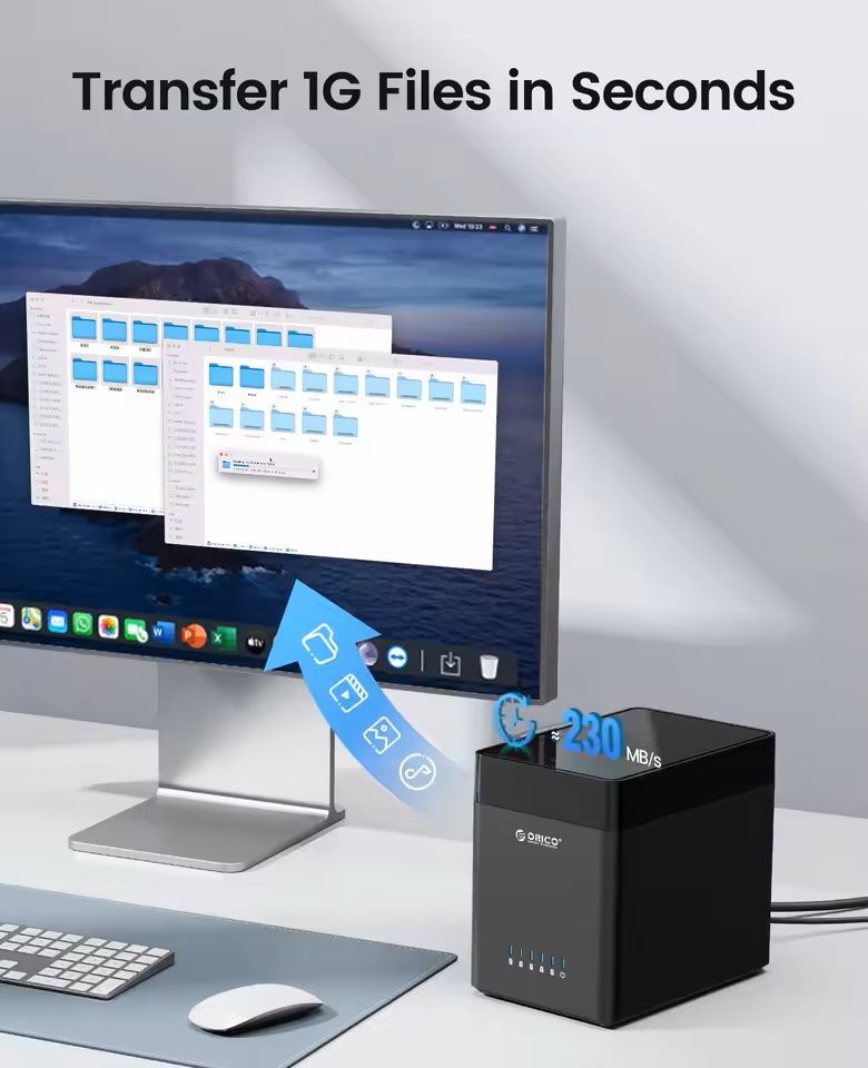 5 Bay Type C Hard Drive Enclosure With Magnetic Cover For Data Backup And Storage Expansion 2