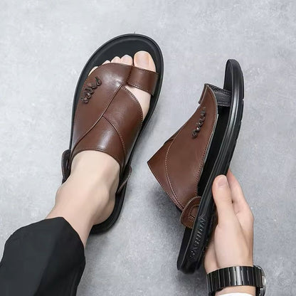 Men's Summer Leather Sandals for Casual and Business Comfort