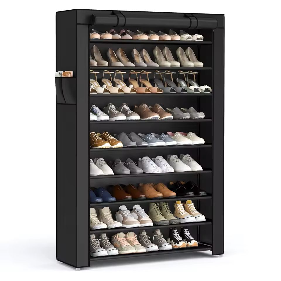 9-Tier Covered Shoe Rack Organizer for 40–50 Pairs