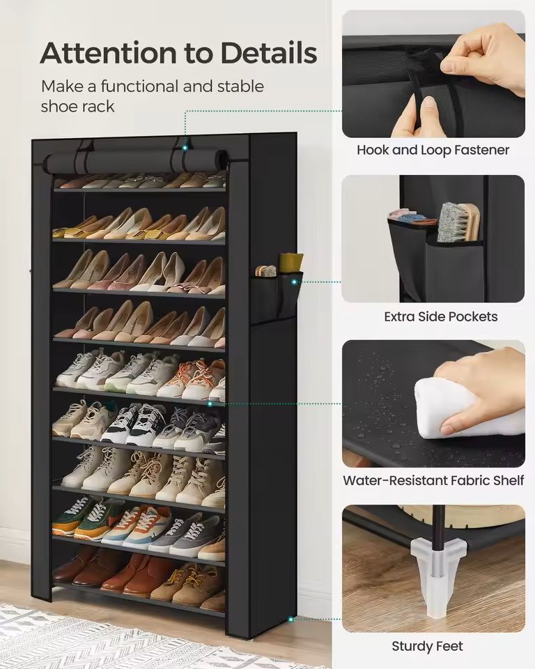9Tier Covered Shoe Rack Organizer For 4050 Pairs 5