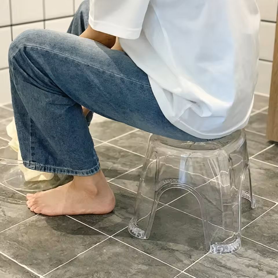 Clear Acrylic Shower Stool  NonSlip Bathroom Seat For Home  Kids 3