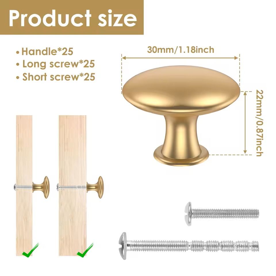 25Piece Gold Drawer Knob Set  Decorative Rustproof Cabinet Handles 3