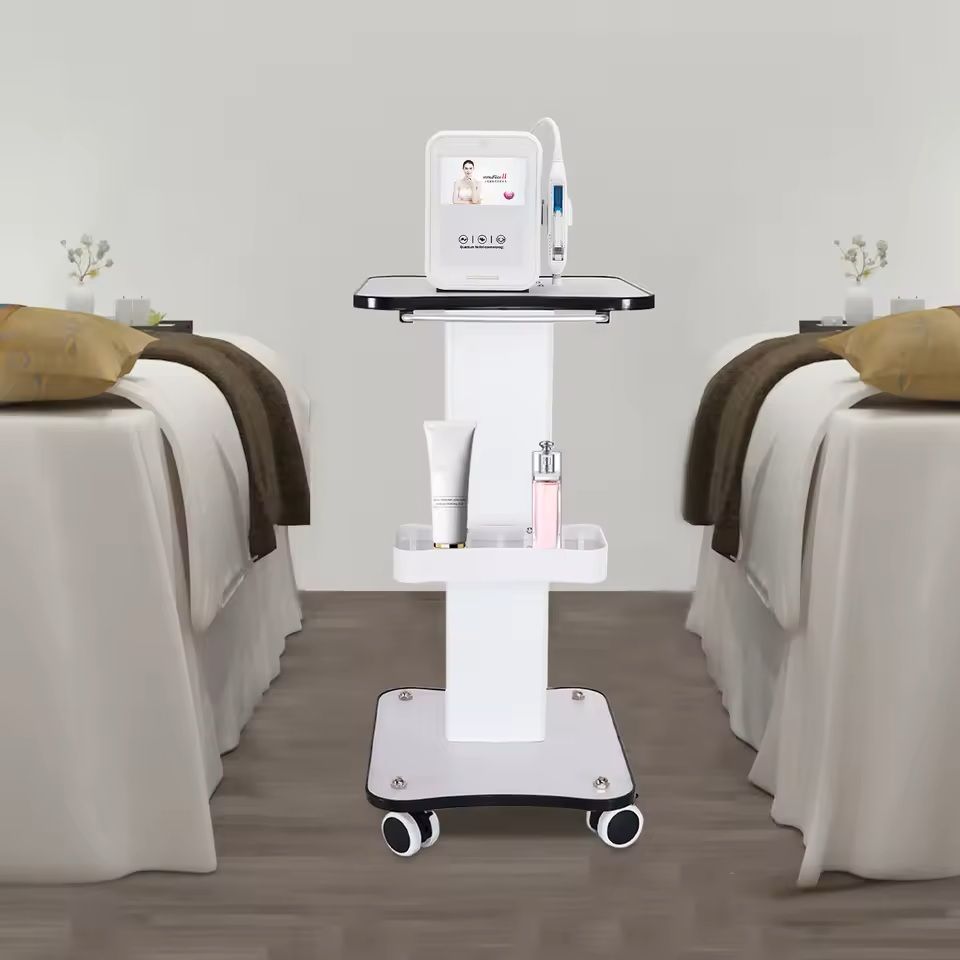 3Tier Rolling Beauty Salon Trolley With Push Handle And Storage Shelves 4