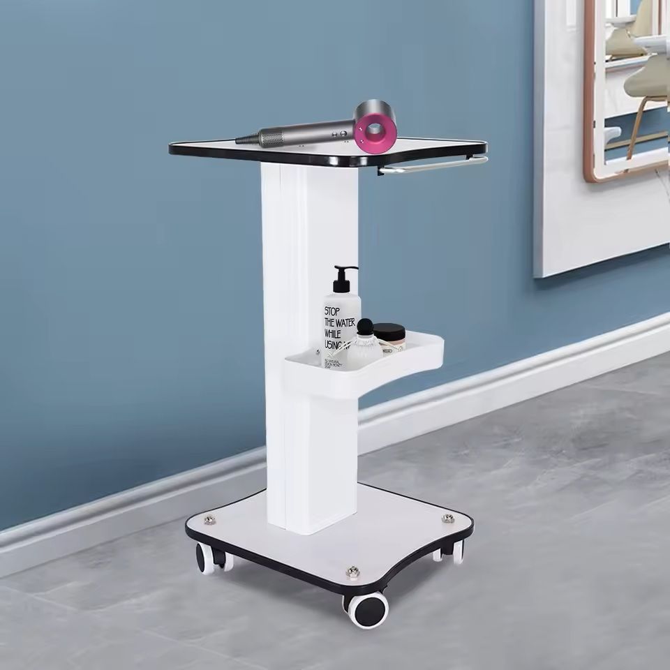 3-Tier Rolling Beauty Salon Trolley with Push Handle and Storage Shelves