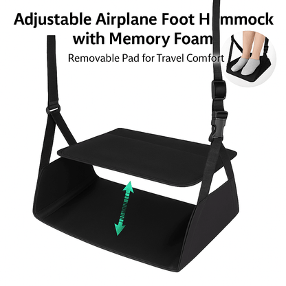Adjustable Airplane Foot Hammock with Memory Foam Removable Pad for Travel Comfort