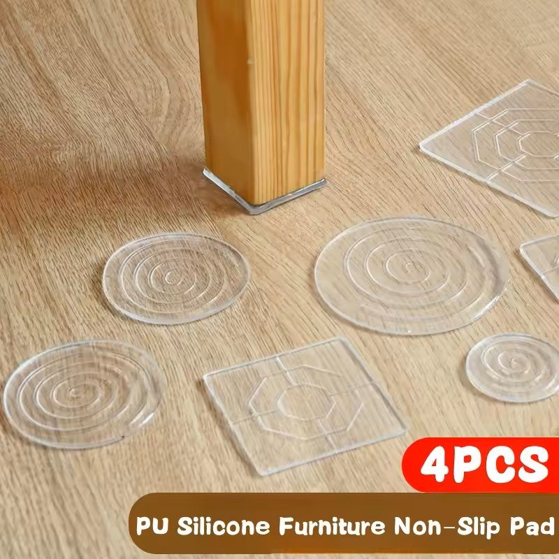 Anti-Slip Silicone Furniture Pads – Transparent Vibration Dampening Feet for Beds, Tables & Appliances