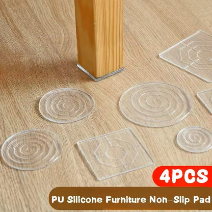 Anti-Slip Silicone Furniture Pads – Transparent Vibration Dampening Feet for Beds, Tables & Appliances