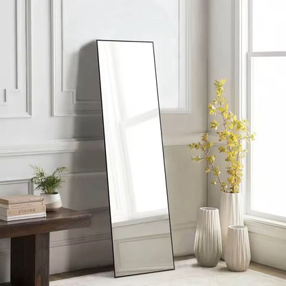 Modern Full Body Mirror With Stand Or Wall Mount  59x16 Inch Aluminum Frame 1
