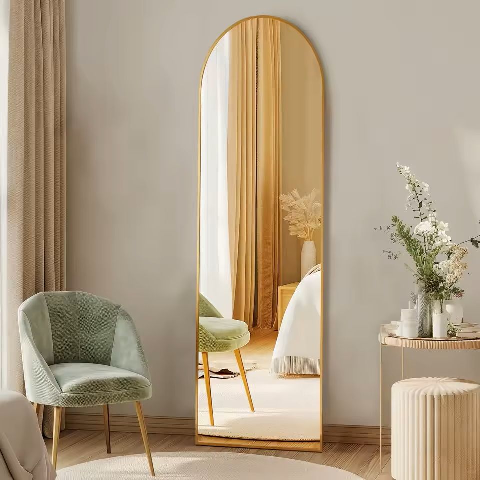 Modern Full Body Mirror With Stand Or Wall Mount  59x16 Inch Aluminum Frame 9