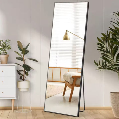 Modern Full Body Mirror With Stand Or Wall Mount  59x16 Inch Aluminum Frame 2