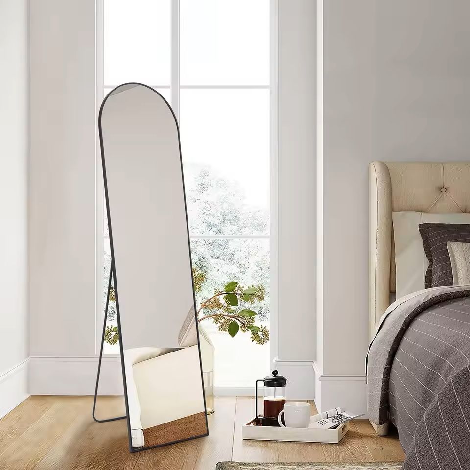 Modern Full Body Mirror With Stand Or Wall Mount  59x16 Inch Aluminum Frame 3