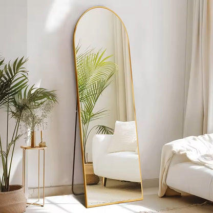 Modern Full Body Mirror with Stand or Wall Mount – 59x16 Inch Aluminum Frame