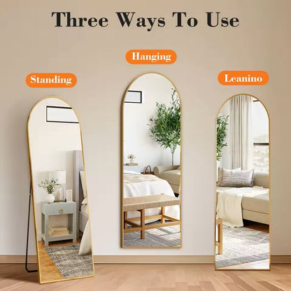 Modern Full Body Mirror With Stand Or Wall Mount  59x16 Inch Aluminum Frame 5