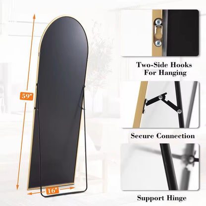 Modern Full Body Mirror With Stand Or Wall Mount  59x16 Inch Aluminum Frame 6