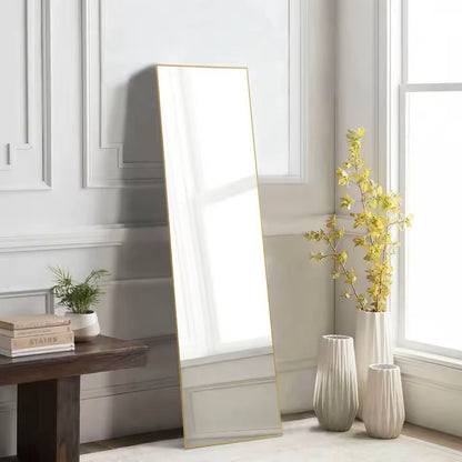 Modern Full Body Mirror With Stand Or Wall Mount  59x16 Inch Aluminum Frame 7