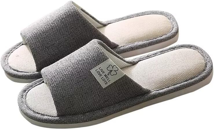 Breathable Linen OpenToe Slippers For Men  Women  Lightweight Indoor Comfort 7