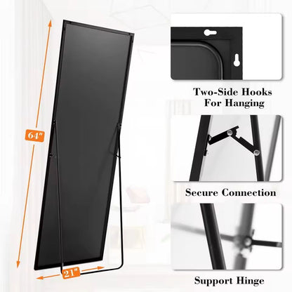 Modern Full Body Mirror With Stand Or Wall Mount  64x21 Inch Aluminum Frame 6