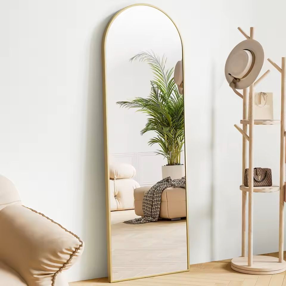 Modern Full Body Mirror With Stand Or Wall Mount  64x21 Inch Aluminum Frame 8